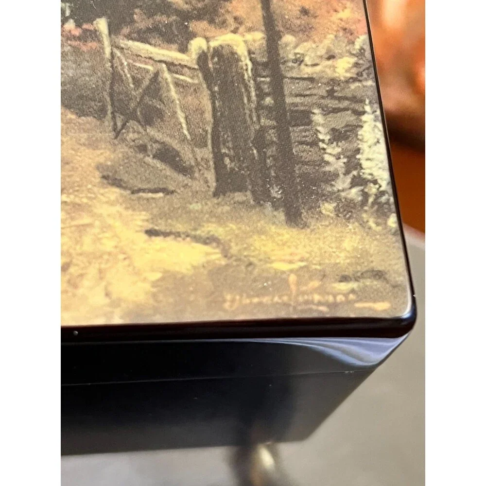 Vtg Musical Jewelry Box Wooden Thomas Kinkade Art Open Gate Song Close to You